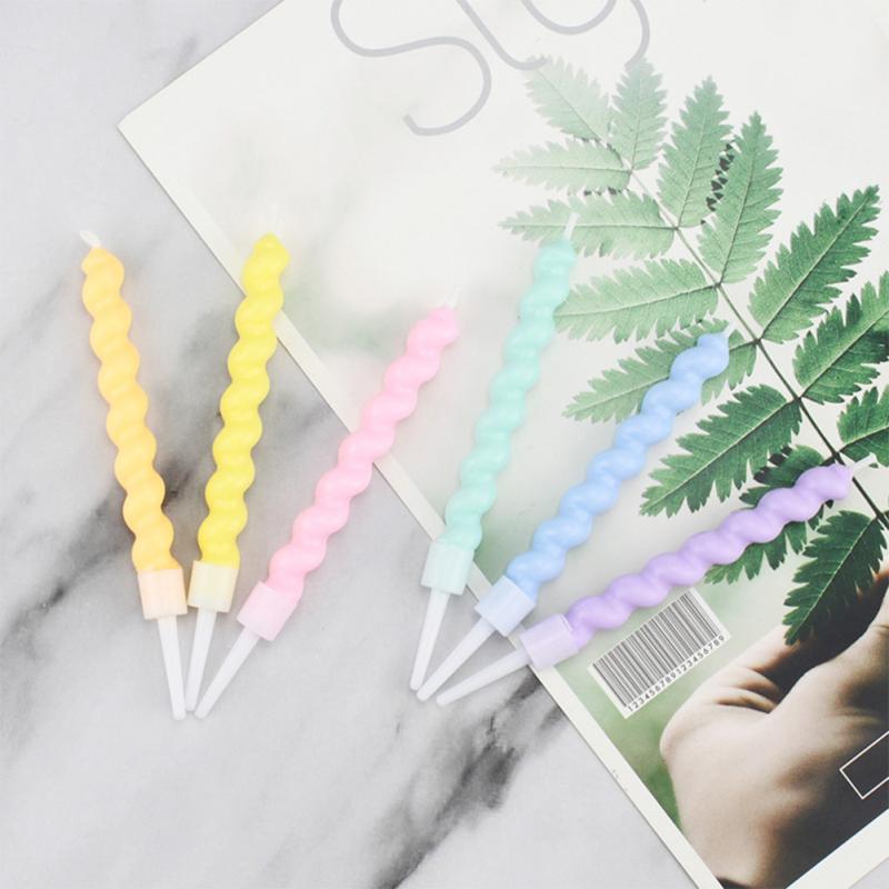 6 Pcs/box Romantic Swirl Candle Colored Screw Thread Candles Valentine Day Birthday Wedding Party