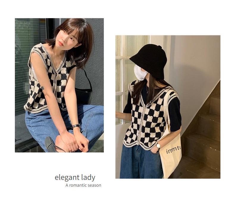 Women's Crochet Checkered Vest: Sleeveless, Loose, Lightweight Top for Spring & Autumn