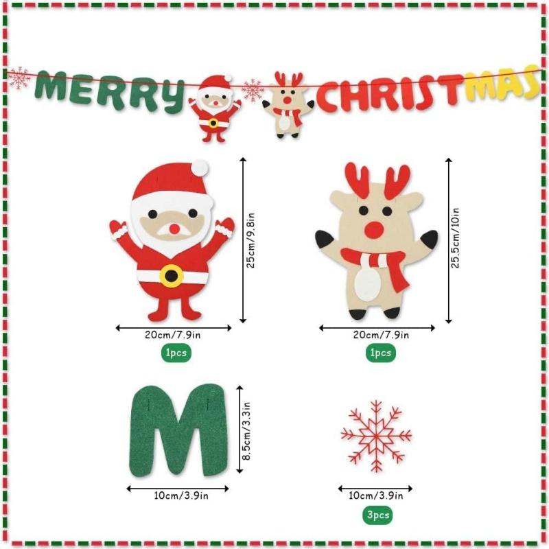 Merry Christmas Banner Holiday Bunting Garlands Elk Festive Party Decoration for Holiday Xmas New Year Party Home Supplies