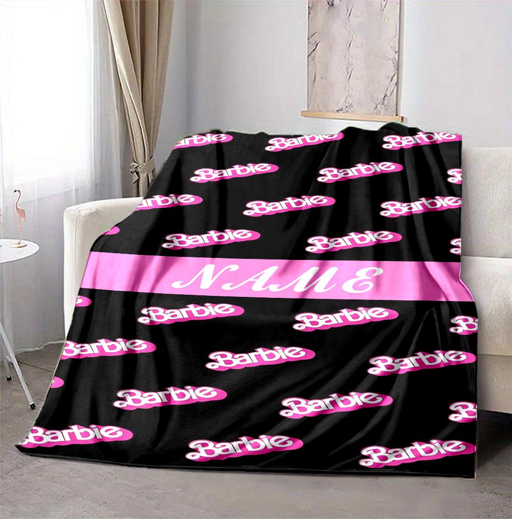Custom Name Barbie Fashion Flannel Blanket Throw Blanket Soft Warm Sofa Bed Home Decor Unique Gift