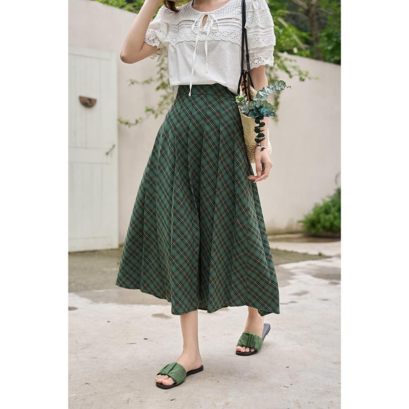 

Юбка Mishow для женщин, новинка лета 2023, элегантная клетчатая юбка с высокой талией, повседневная универсальная свободная юбка трапециевидной формы с эластичной резинкой на талии MXC37B0090 L