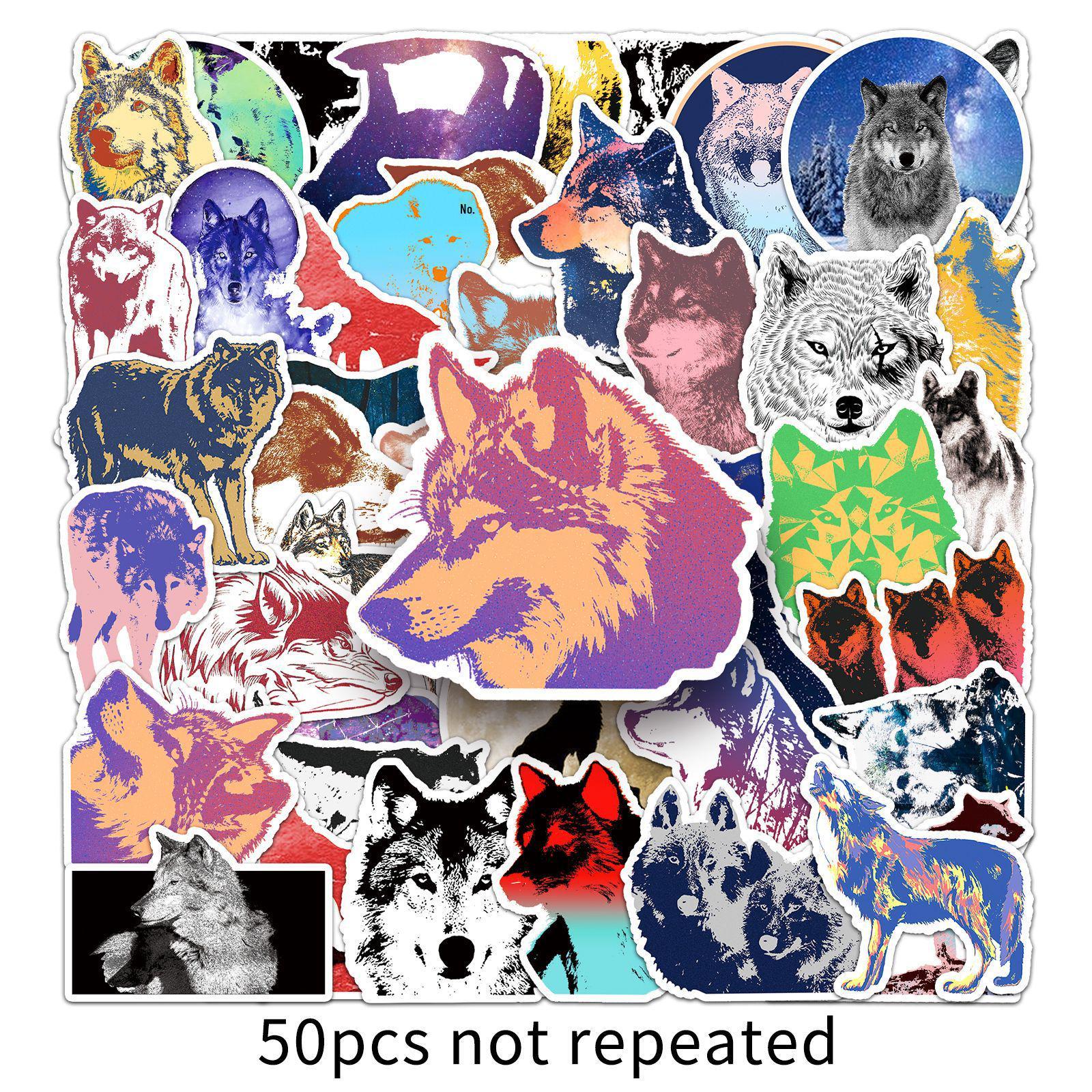 50 Cartoon Wolf Stickers - Cool, Handsome Animal Q Version for Journals & Stationery