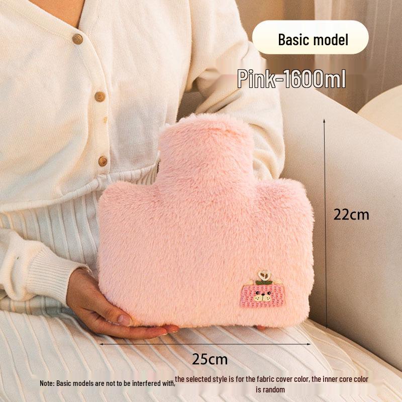 Dual Hand Insert PVC Hot Water Bottle with Removable Plush Cover – Explosion-Proof, Thickened, For Safe Warm Compress and Hand Warmer Use.