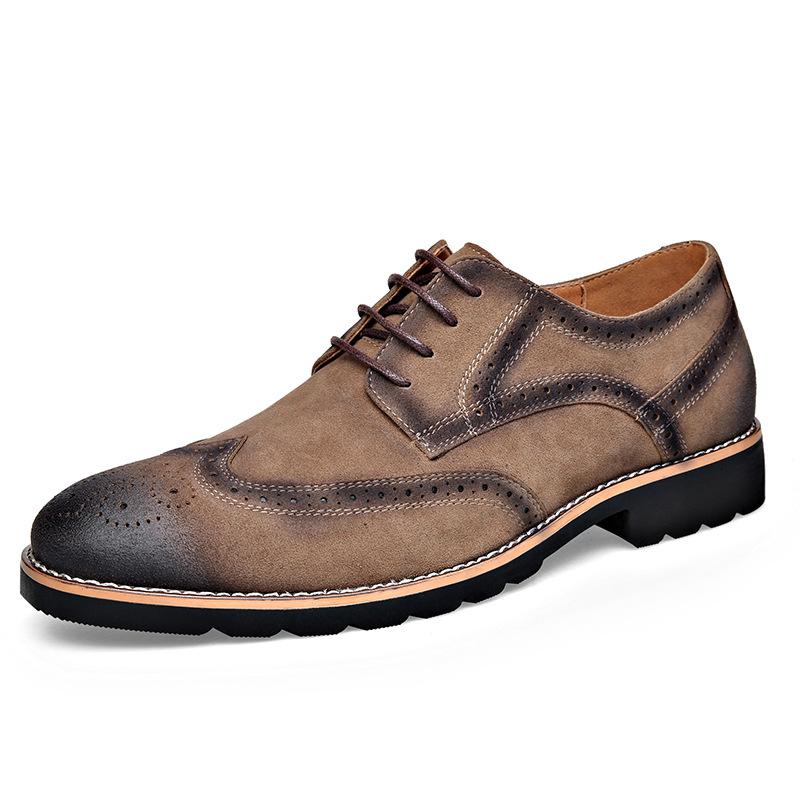 Fashion Men's Leather Shoes Size 38~46 Brogue Dress Shoes Man Wedding Leather Social Shoe Male Retro Suede Leather