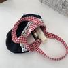 Bow Denim Plaid Handbag Korean Style Cute Coin Purse Portable Fresh Lace Handbag  Travel