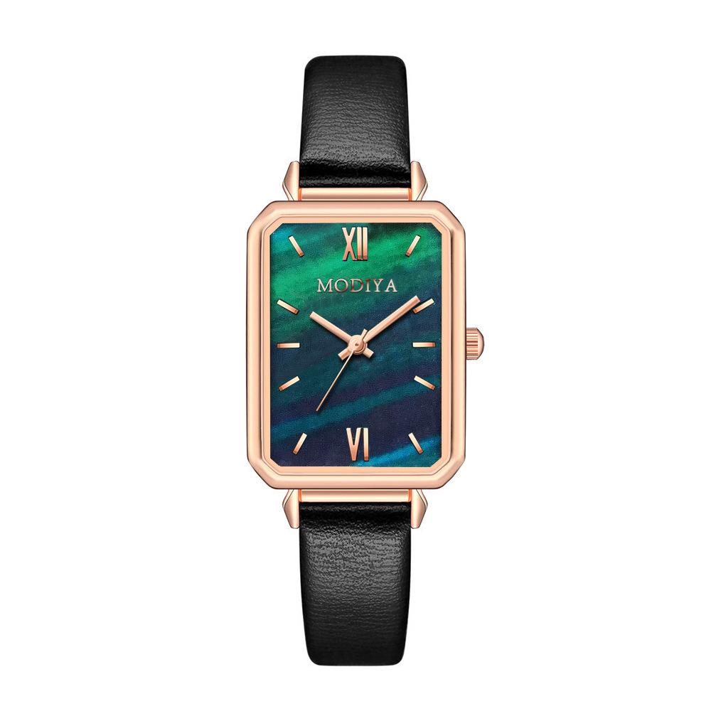 Niche Women's Small Green Retro Square Quartz Student Watch