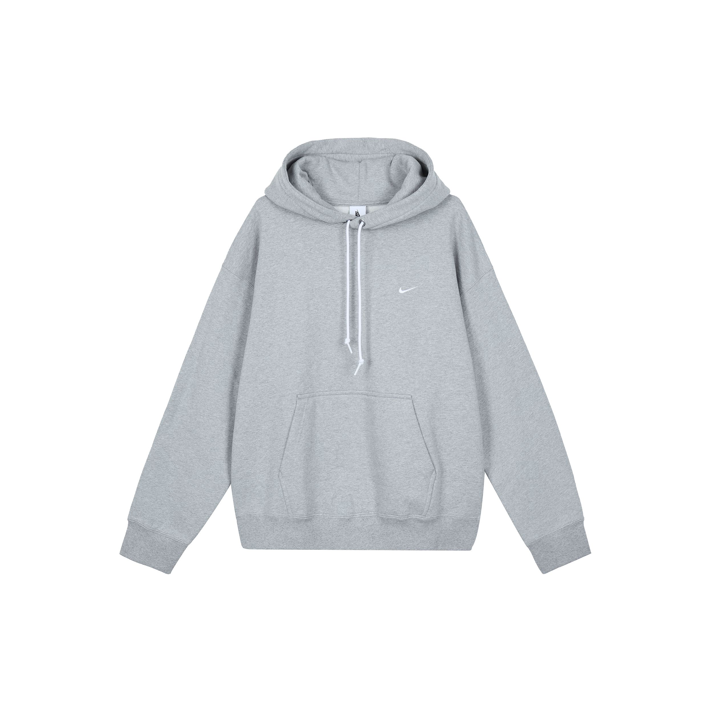 Nike Sportswear Solo Swoosh Fleece Pullover Hoodie Dark Grey Heather DX1356-063 M