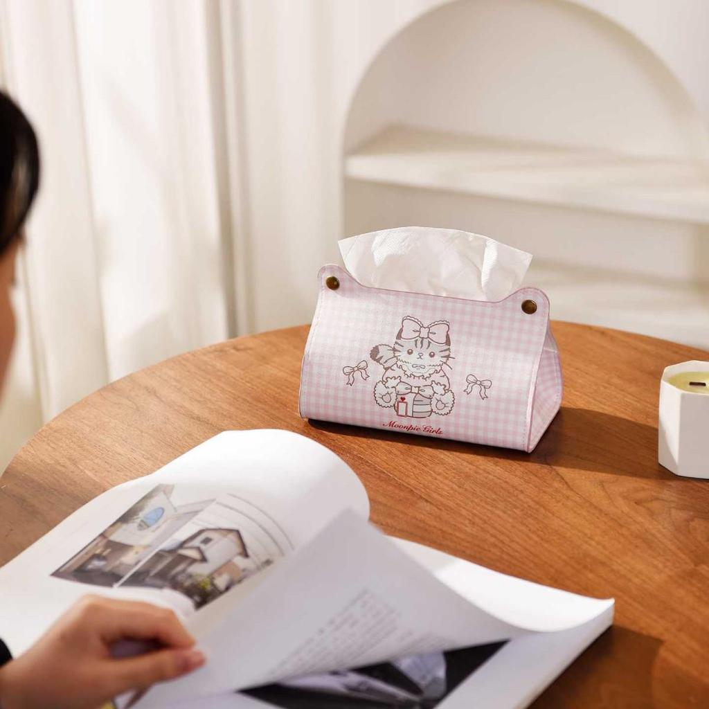 Creative Leather Cartoon Tissue Box with Cat & Dog Print for Home & Car Use