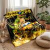 Dinosaur Driving Off-Road with Lightning Blanket Personalized Name Flannel Blanket Soft Cozy Plush Throw for Sofa Bed Lightweight Home Decor