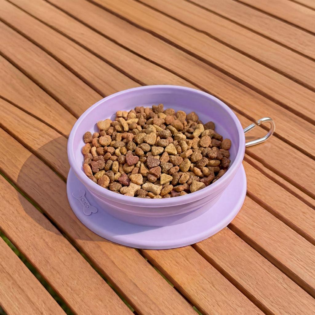 Collapsible Portable Pet Bowl for Outdoor Travel Use Foldable Dog Water Bowl with Carabiner for Food and Water Feeding