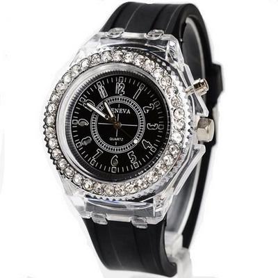 Geneva Rainbow LED Black Watch,