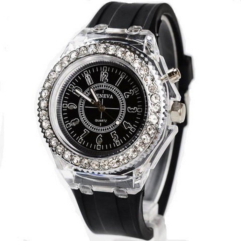 

Чорний годинник Geneva Rainbow LED,