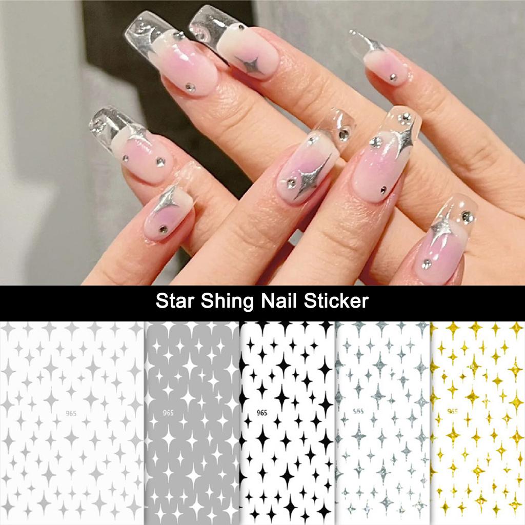 Sparkle Star Paper Nails Stickers Water Transfer Nail Decal for Nail Art Starter Beginners