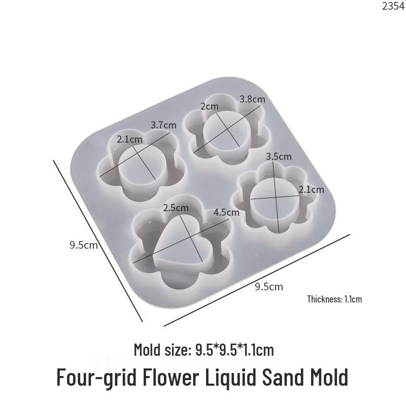 

Poppy Crystal Epoxy Heart and Flower Keychain Mold
