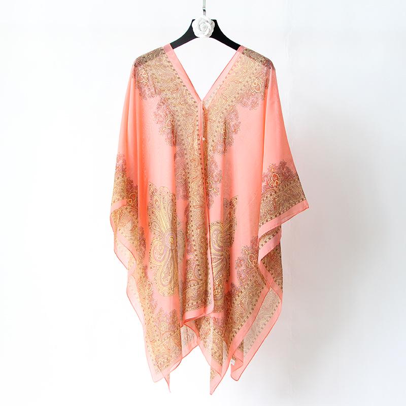 1x Vintage Women Floral Loose Shawl Kimono Cardigan Boho Chiffon