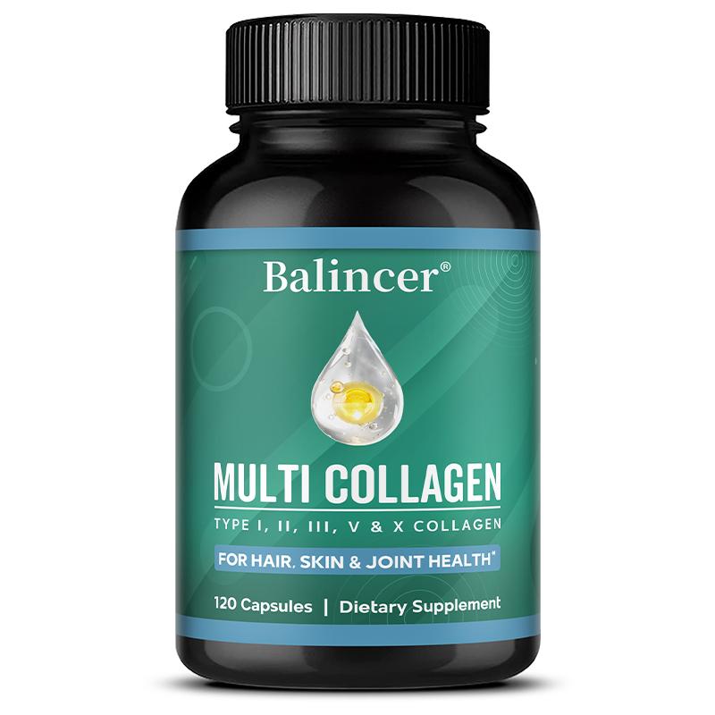 Multi Collagen Blend Dietary Supplement, With Vitamin C, Enzyme Blend, 120 Capsules 120 Capsules