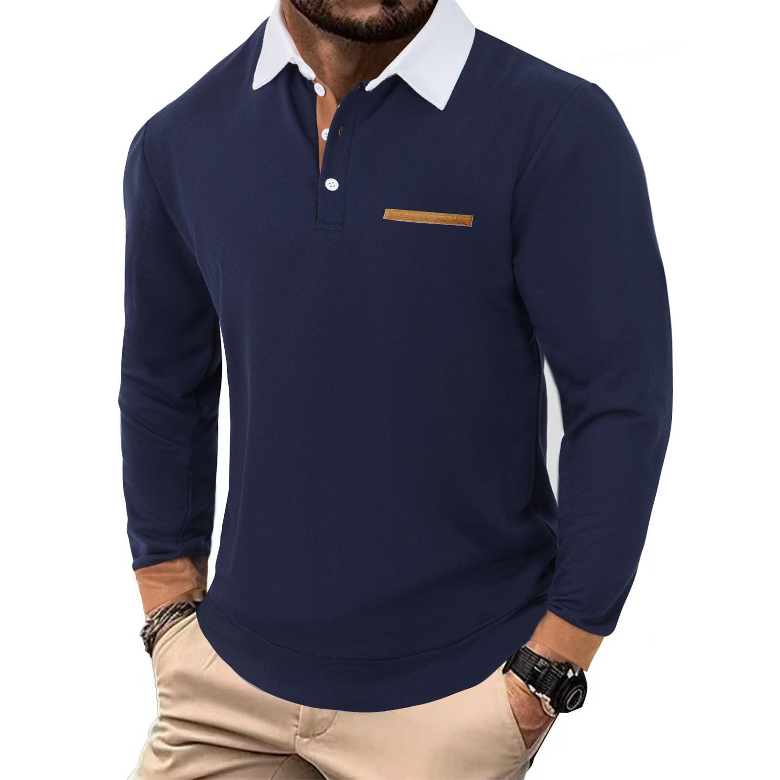 

Мужская рубашка с длинным рукавом, классического приталенного кроя, базовая, на пуговицах, с цветными блоками, с воротником, рабочая, весенне-осенняя, повседневная футболка XL