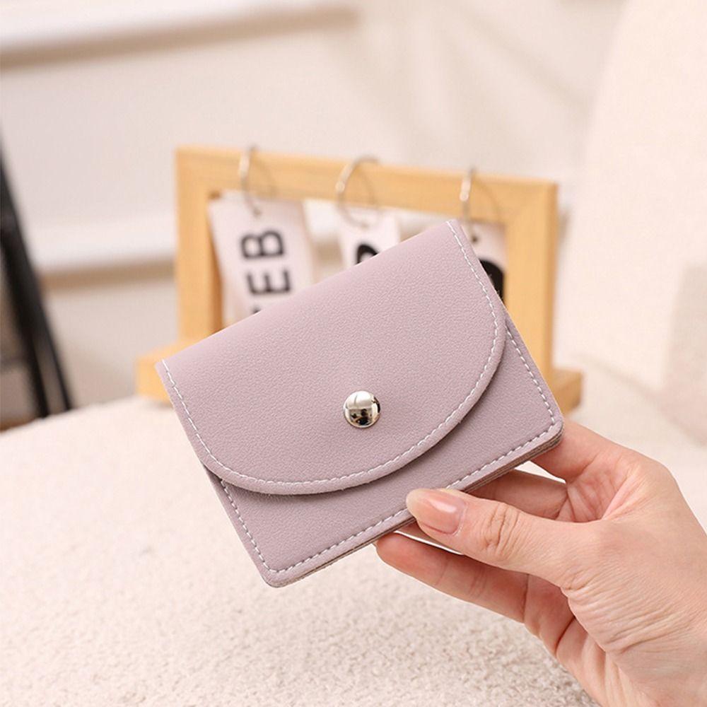 Magnet Buckle Thin Card Bag Korean Style Solid Color Card Holder Casual Mini Wallet Outdoor