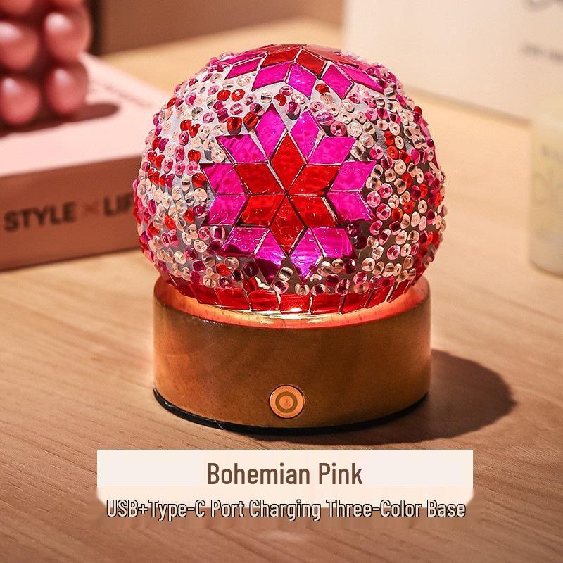 Bohemian LED Night Light - USB Rechargeable Moroccan Glass Lamp