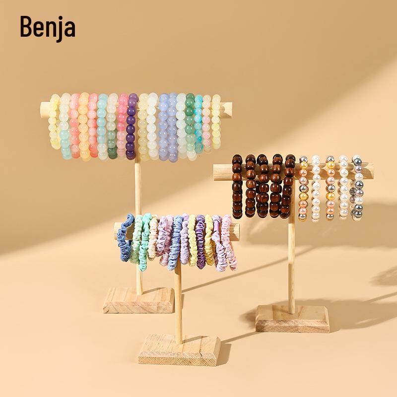 Solid Wood Bracelet & Hair Tie Display Stand - Jewelry Rack & Bangle Props for Live Streaming.