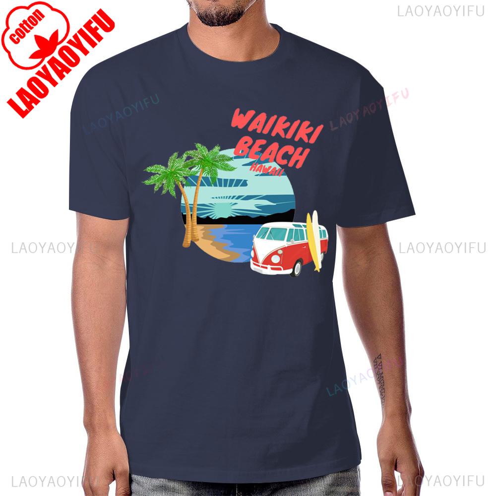 Summer Style OAHU HAWAII Beach Tshirt Casual Cotton Short Sleeve Streetwear Man Tshirt Harajuku Hip Hop Breathe Comfort Tees