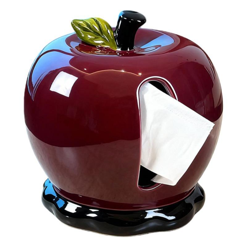 Apple High-End Ceramic Tissue Box for Living Room - Luxury Creative Napkin Holder for Coffee Table Decoration