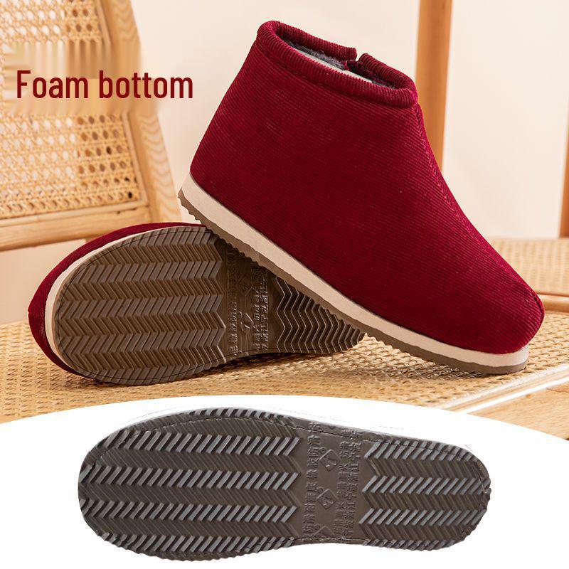 Women's Winter Handmade High-Top Non-Slip Cotton Slippers - Warm Indoor Shoes for Mom & Men