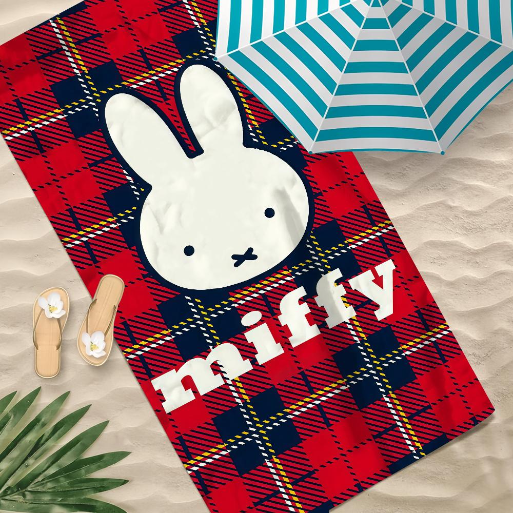 Cartoon M-Miffy Cute Kawaii Bunny Towel Beach Towel Oversized Quick Dry Towel Absorbent Soft Swim Beach Towels for Men Women