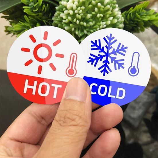 6Pcs/Set Hot Cold Sign Sticker Waterproof PVC Self-adhesive House Kindergarten Bathroom Office Water Temperature Indication Sticker Round Warning
