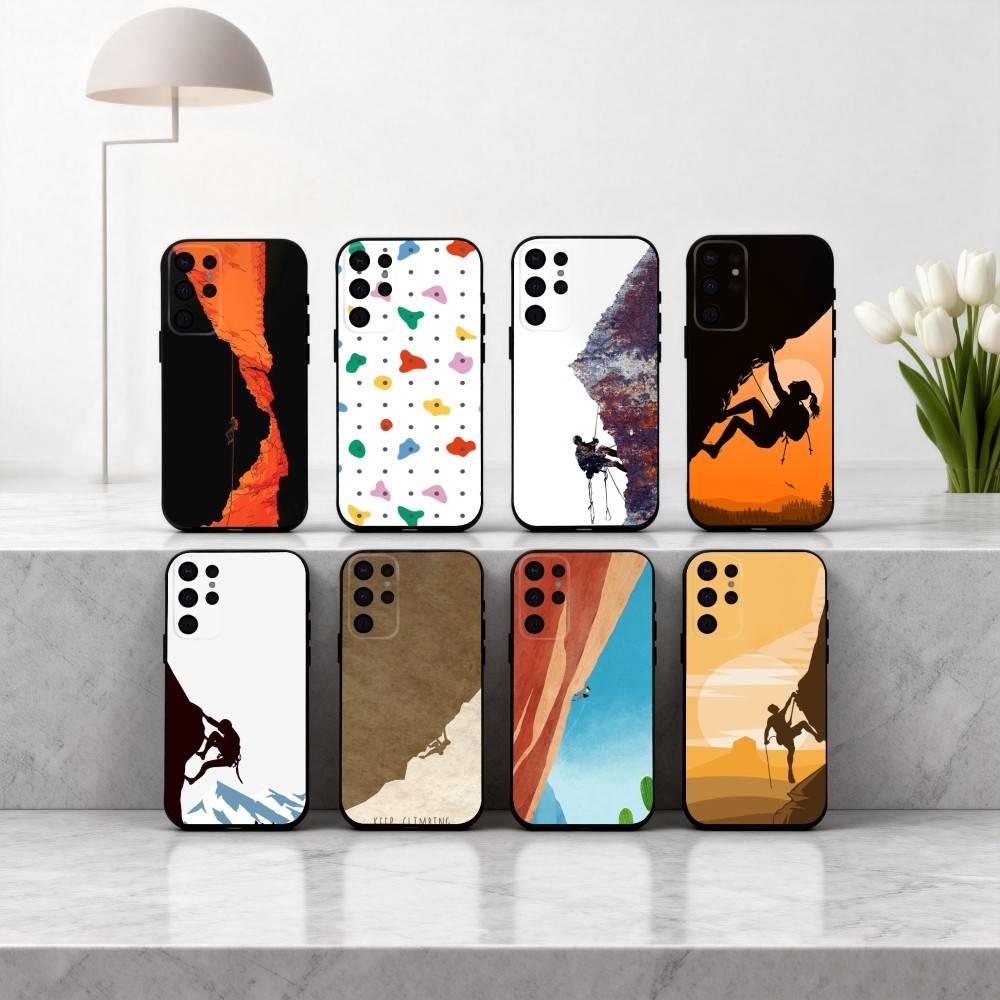 R-Rock C-Climbing Wall Art Phone Case For Samsung S25,S24,S21,S22,S23,S30,Ultra,S20,Plus,Others Soft Black Case