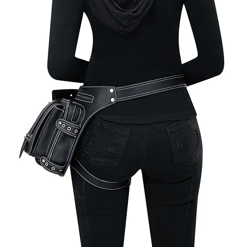 Punk Retro Waist Bag for Men Outdoor Single Shoulder Crossbody Bag for Women Mobile Phone Waist Bag