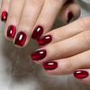 Red Cherry Mirror Cat Eye Reusable Glitter Nails – Perfect for New Year & Valentine's Day.