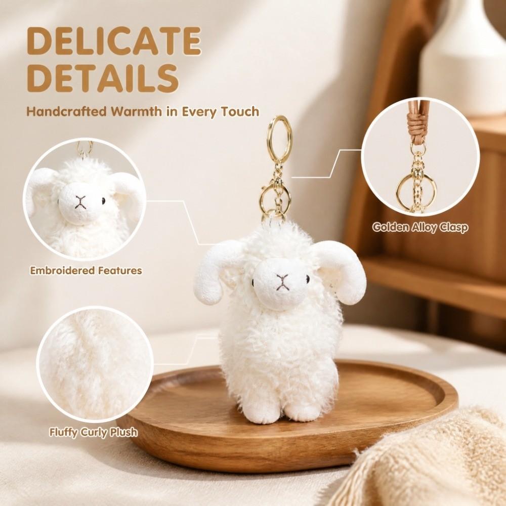 Curly Wool Plush Keychain Fluffy Bag Charm Cute Sheep Pendant Office