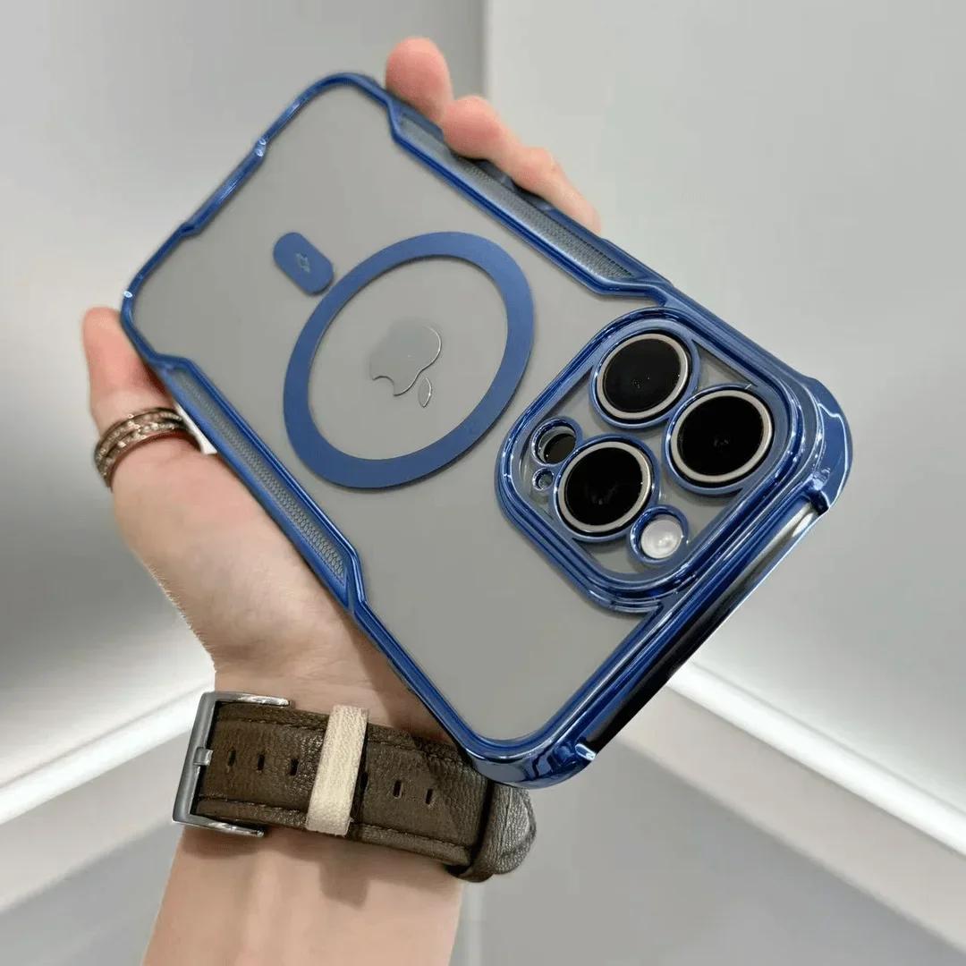 

Роскошный магнитный прозрачный чехол для iPhone 16 12 13 14 15 Pro Max Plus Magsafe Wireless Charging Clear Shockproof Cover For iPhone 13