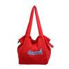 Korean Style Candy Color Canvas Tote With Zipper Closure For Casual Outfits