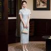 Blue National Style New Chinese Style Suzhou Daily Long Cheongsam Improved Young 1011 New Women's High Sense Summer
