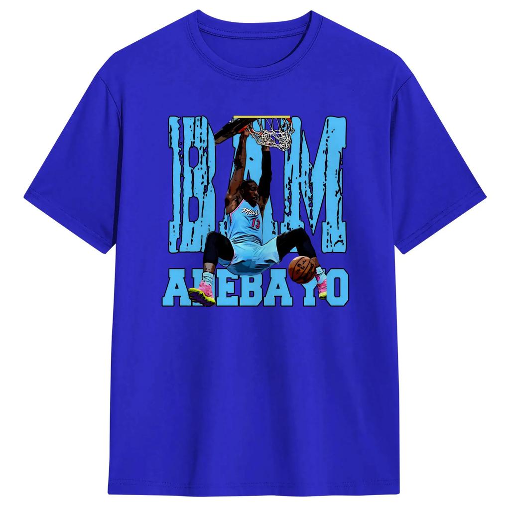 Bam Adebayo Men T Shirts  Creative Tee Shirt Short Sleeve Crewneck T-Shirt Cotton Birthday Present Clothes