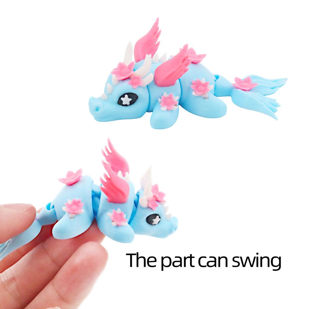 3D Printed Colorful Flower Dragon, Mini Miniature Dragon Model, Desktop Decoration, Home Collectible Gift