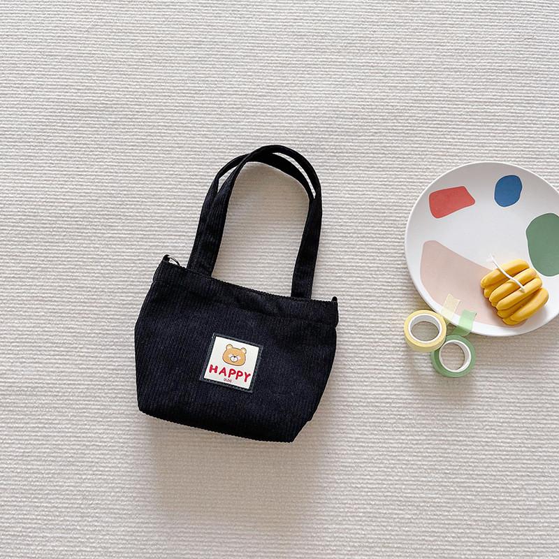 Fun And Playful Kids Canvas Shoulder Bag With Cute Animal Print For Boys And Girls чёрный