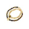 Natural Yellow Quartz Tigers Eye Double Wrap Bracelet Women Geometric Style Crystal Beaded Jewelry