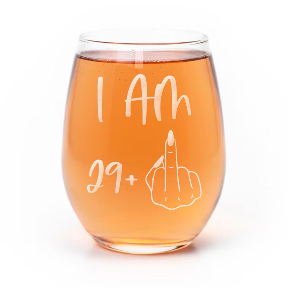 "I'm 29 Plus" Funny 30th Birthday Stemless Wine Glass 30th Birthday Party Table Decor Accessories Favor Supplies Gift for Women