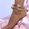 Cuban Hip-hop Trend Butterfly Anklet Flashing Full Diamond Butterfly Element High-end Anklet