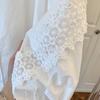 Haut Babydoll Blanc en Coton avec Inserts en Dentelle pour Femme Grande Taille, Col Rond, Manches Sept-Quarts, Été 2025