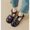 Large Size 43 Flat-soled Retro Genuine Leather Hollow Baotou Sandals Women's 2025 New Hollow Pig Cage Women's Sandals