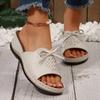 Sandale de Vară cu Toc Pană pentru Femei, Designeri Noi, Modă, Talpă Groasă, Papuci de Plajă, Sandale cu Fundă pentru Femei, Confort, Practicitate