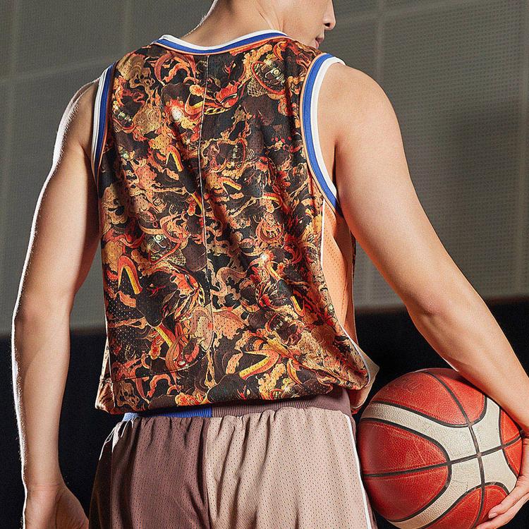 Li-Ning Anti-Wu Loose Breathable Basketball Vest Men Tops Bull-Print AAYR001-2