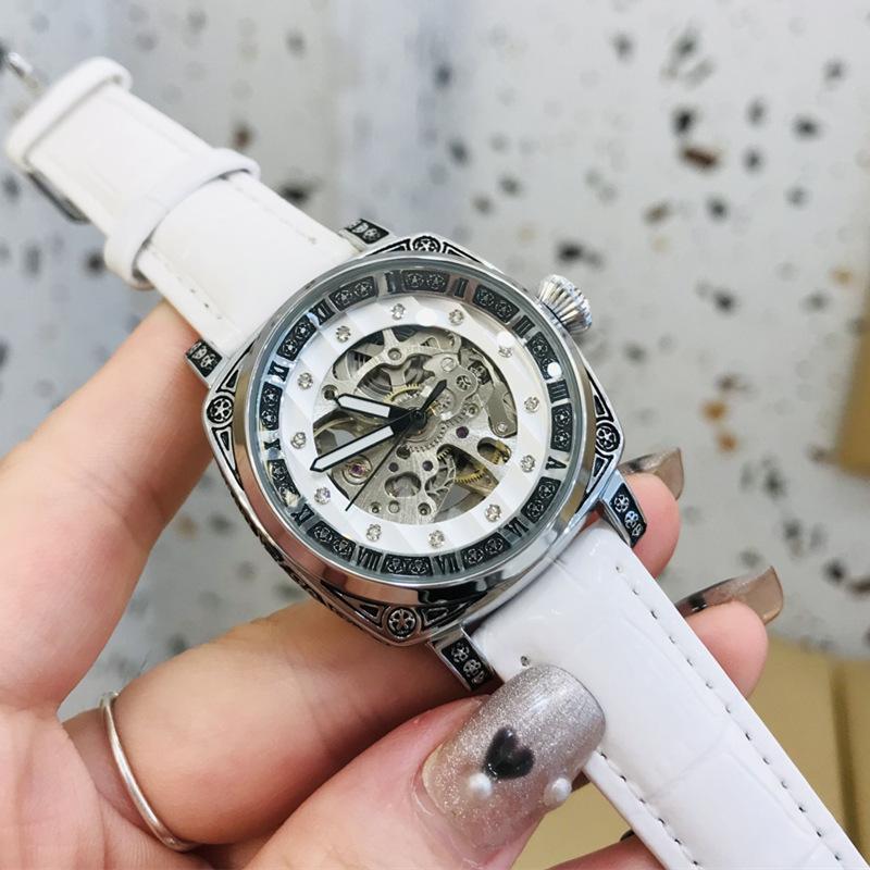 Double-Sided Hollow Women S Watch Mechanical Watch Square Retro Engraved High-End Couple Watch Men S Watch Belt