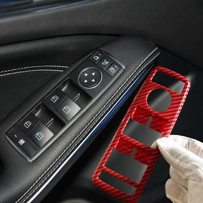 Červený styl uhlíkových vláken Rám tlačítka zvedání oken do auta Pro Mercedes Benz A B C E GLE GLA CLA GLK Třída W176 W204 W212 W166 W218