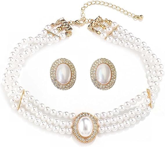 

Свадебное жемчужное колье и серьги 3 Имитация Вечеринка Регулируемая длина [Aleasha] Комплект, Белый, Слои, Жемчуг, Чокер, Великолепный, Женский, Аксессуары,