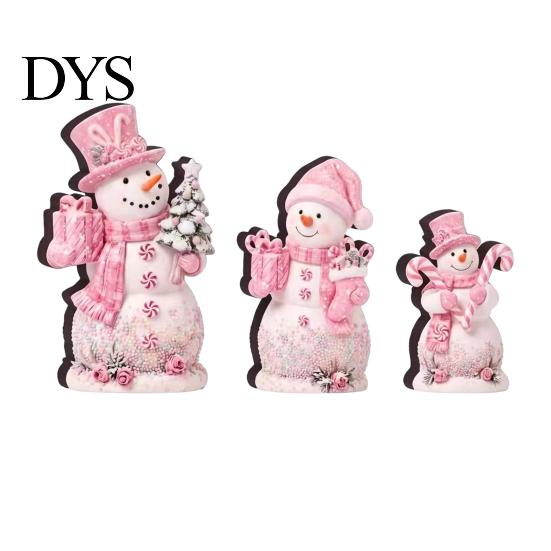 Christmas Wood Desktop Decor 3Pcs Wooden Tabletop Decor, Cute Snowman Gingerbread Man Figurines, Gift for Home Table Centerpiece, Rustic Ornaments